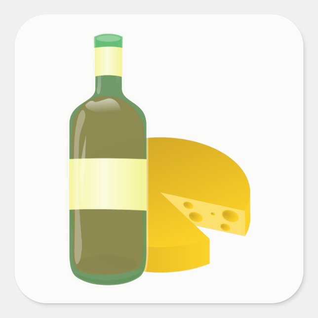 Wine and Cheese Square Sticker (Front)