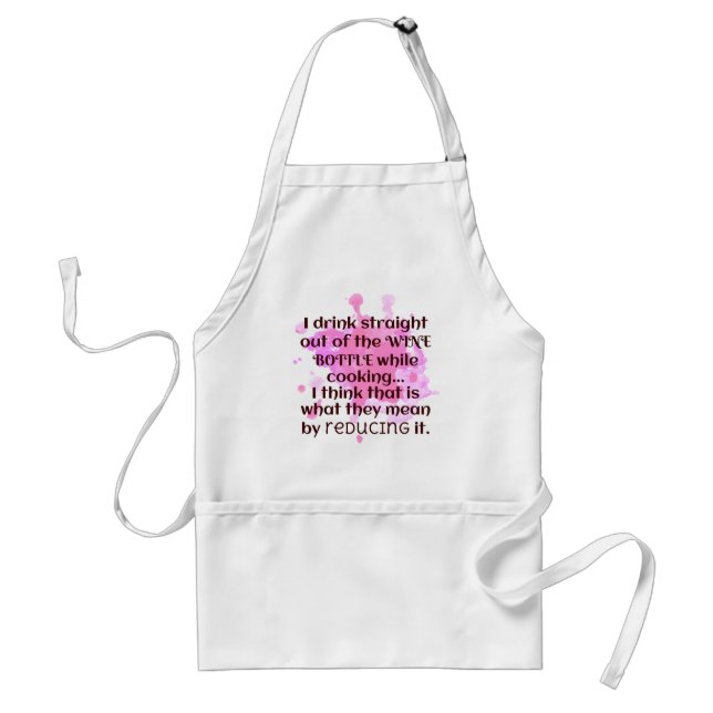 Wine and Cooking Joke Gift FUNNY Red and Pink Standard Apron (Front)