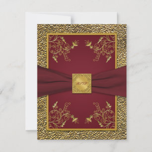 Wine and Gold Medallion Reply Card