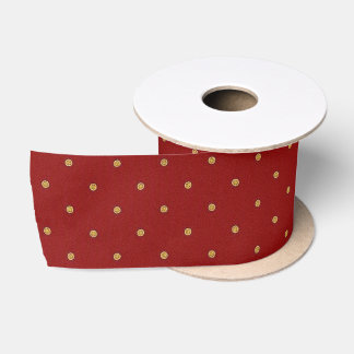 Wine And Gold Polka Dots Satin Ribbon