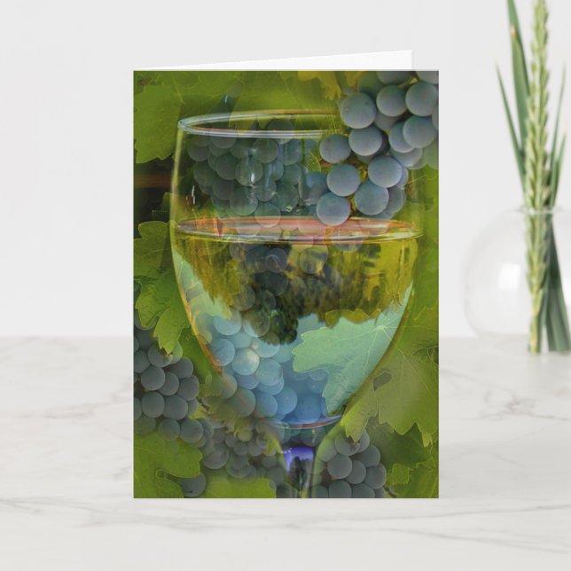 Wine and Grape Cheers Happy Birthday Card (Front)