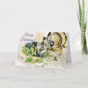 Wine and Grapes Birthday Card