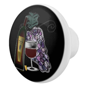 Wine and Grapes Ceramic Knob