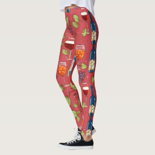 Wine and Grapes Pattern Leggings