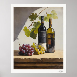 Wine and Grapes Still Life Poster