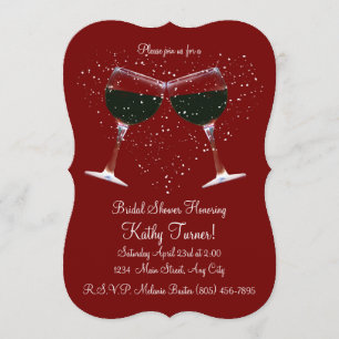 Wine and Heart Themed Bridal Shower Invitation