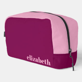 Wine and Light Pink with Name Dopp Kit