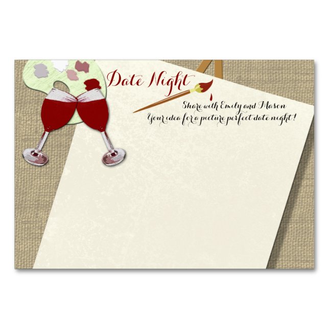 Wine and Paint Shower Date Night Cards (Front)