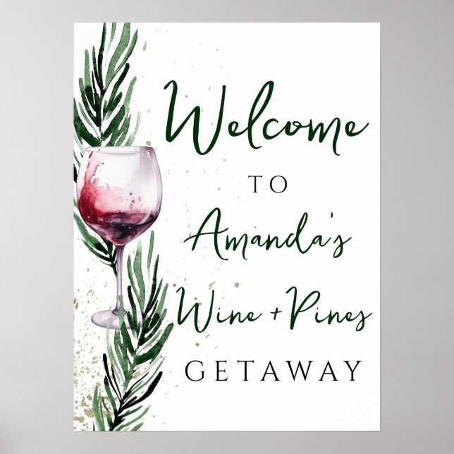 Wine and Pines Christmas Bachelorette Welcome  Poster (Front)