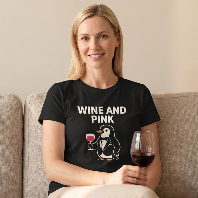 Wine And Pink Penguin T-Shirt (Creator Uploaded)
