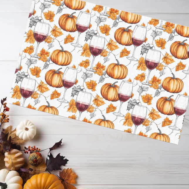 Wine and Pumpkins Watercolor Autumn  Tissue Paper (Creator Uploaded)