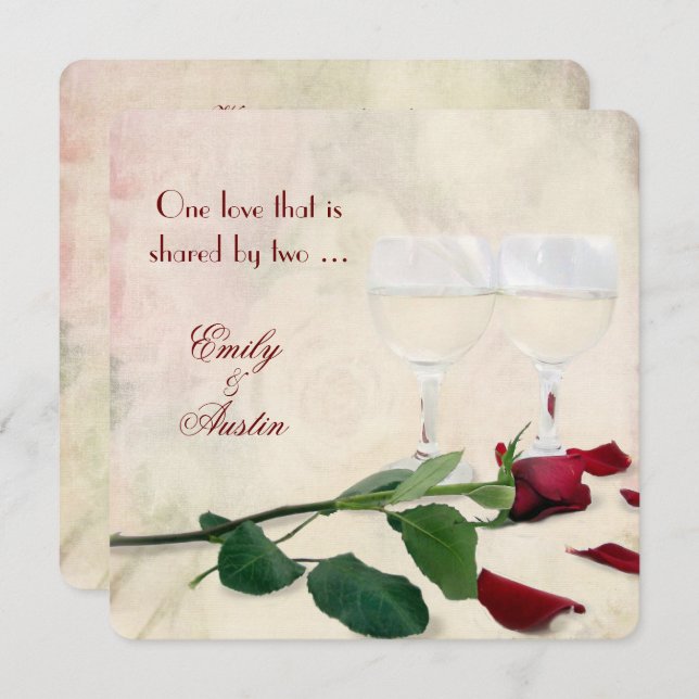 Wine and Rose wedding invitation (Front/Back)