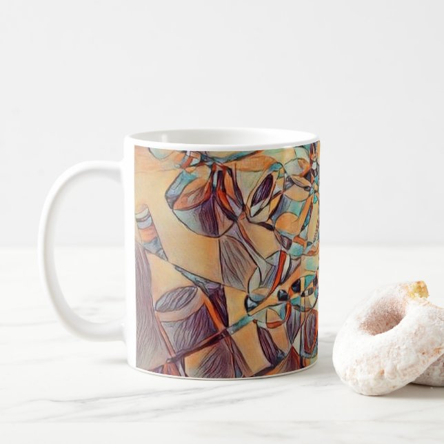 Wine and wine bottles art Coffee Mug (With Donut)