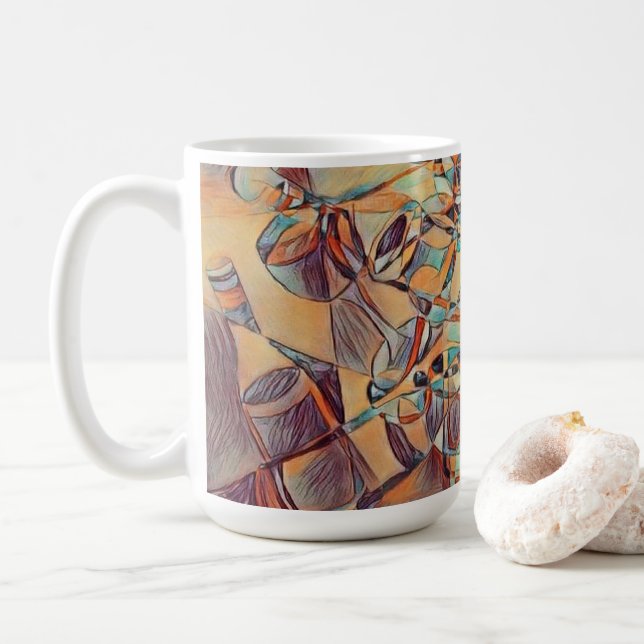 Wine and wine bottles art Coffee Mug (With Donut)