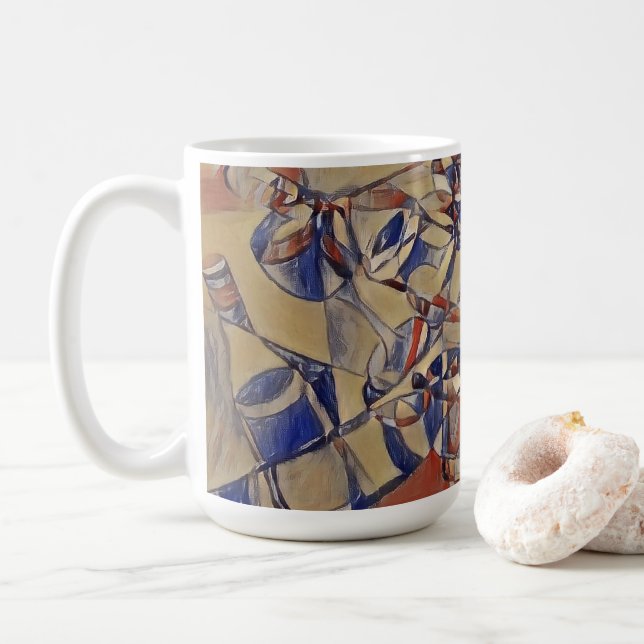 Wine and wine bottles art Coffee Mug (With Donut)