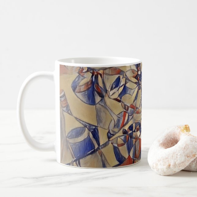 Wine and wine bottles art Coffee Mug (With Donut)
