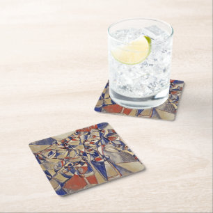 Wine and wine bottles art  square paper coaster