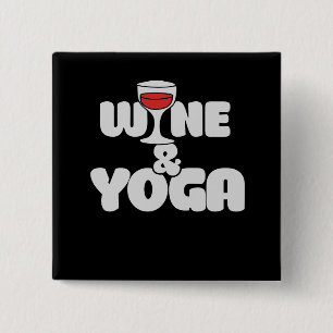 wine and yoga 15 cm square badge