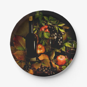 Wine, Apples and Grapes Paper Plate