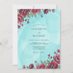 Wine Aqua Vine Wedding Invitation
