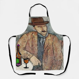 Wine & Artist in Hat,  Design add text, Apron