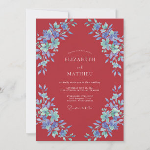 Wine Azure Petal Wedding Invitation