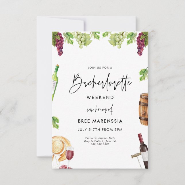 Wine Bachelorette Invitation (Front)