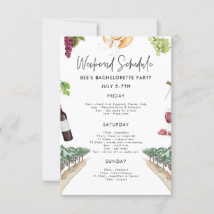 Wine Bachelorette Weekend Itinerary Invitation