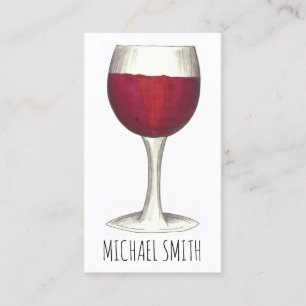 Wine Bar Restaurant Winery Red Glass Sommelier Business Card