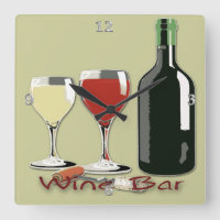 Wine Bar - Wine Square Wall Clock
