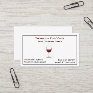 Wine Bar Winery Bartender Business Card