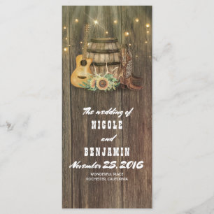 Wine Barrel Cowboy Boots Country Wedding Programs Programme