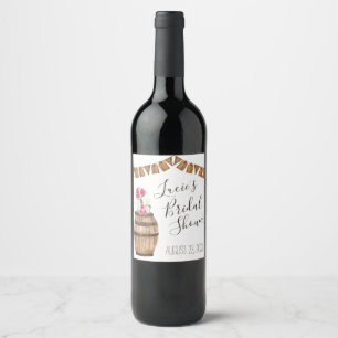 Wine Barrel Floral, Mason Jar Bridal Shower Wine Label