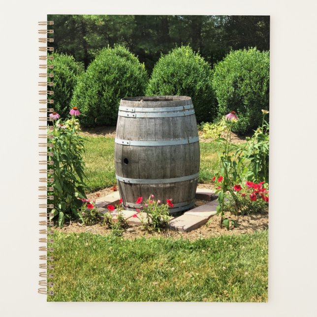 Wine Barrel Garden Decor, Chateau Morrisette, VA Planner (Front)