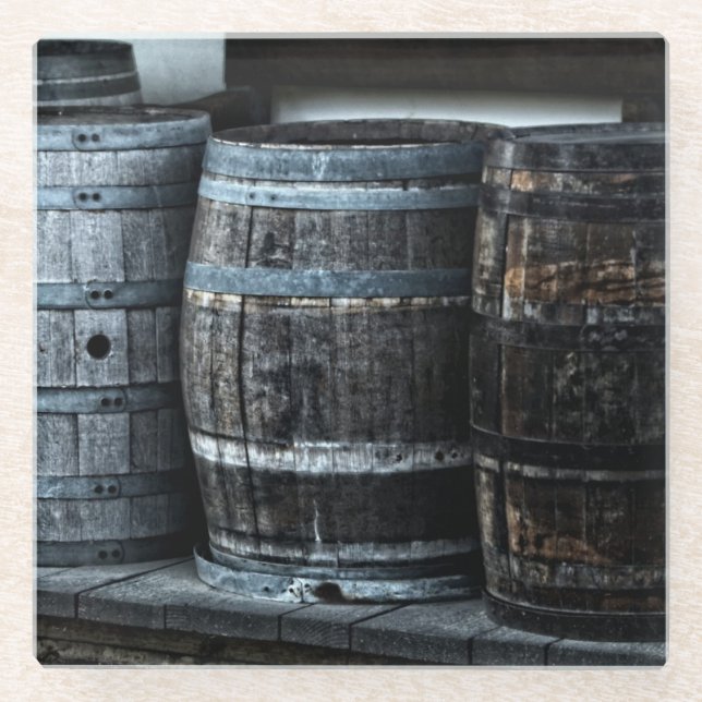 Wine Barrel- Glass Coaster (Front)
