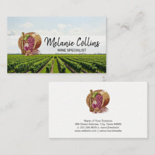 Wine Barrel   Grapes   Vineyard Scenery Business Card