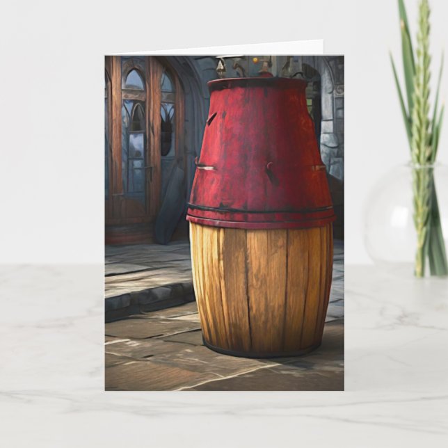 Wine Barrel Rustic Red Top Card (Front)