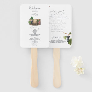 Wine Barrel Winery Vineyard Wedding Program Hand Fan
