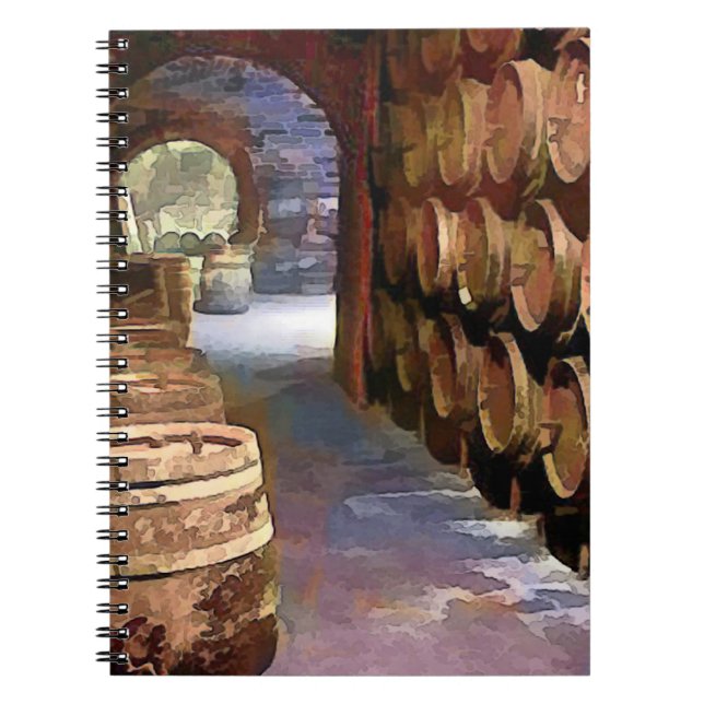 Wine Barrels in the Wine Cellar Notebook (Front)
