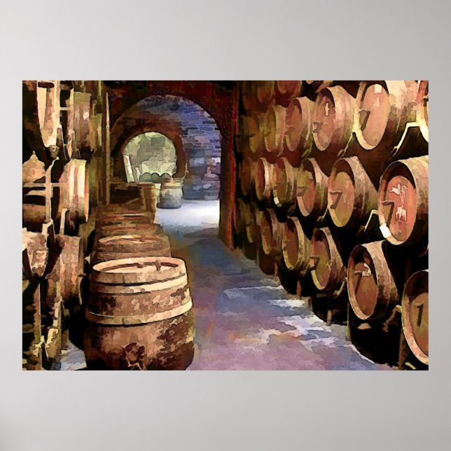 Wine Barrels in the Wine Cellar Poster (Front)