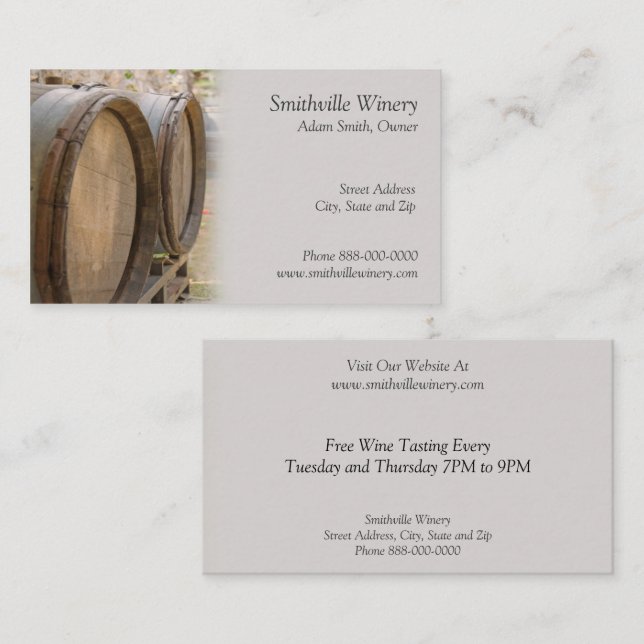 Wine Barrels Winery Business Card (Front/Back)