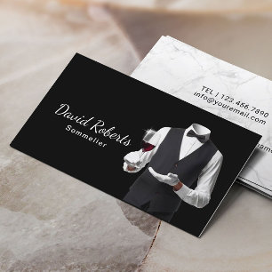 Wine Bartender Professional Sommelier Classy Black Business Card