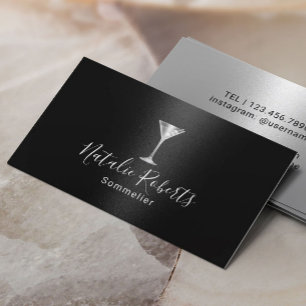 Wine Bartender Sommelier Professional Black Business Card