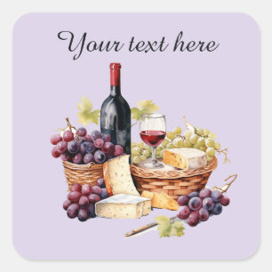 Wine basket add text  square sticker
