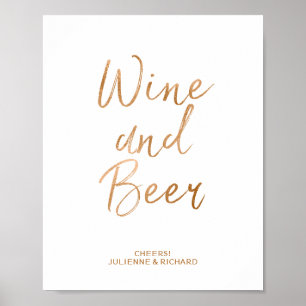 Wine & Beer 8x10 Stylish Rose Gold Wedding Sign