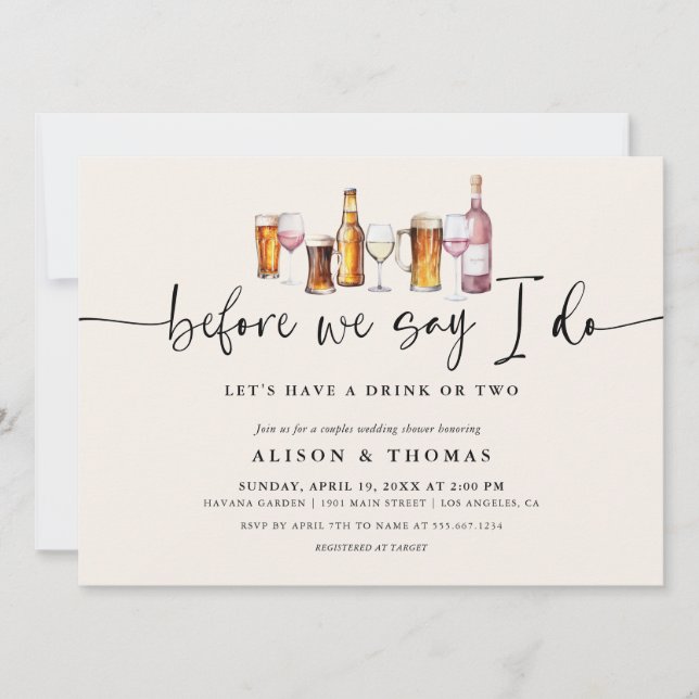 Wine & Beer Wedding Shower | Engagement Party Invitation (Front)