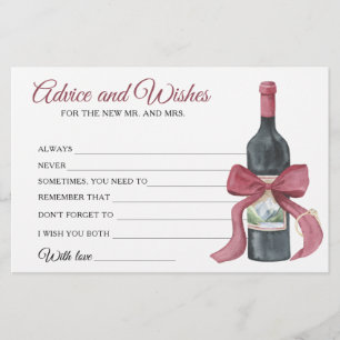 Wine before vows Bridal Shower Advice and Wishes Stationery