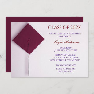 Wine Berry Graduation Cap   Invitation