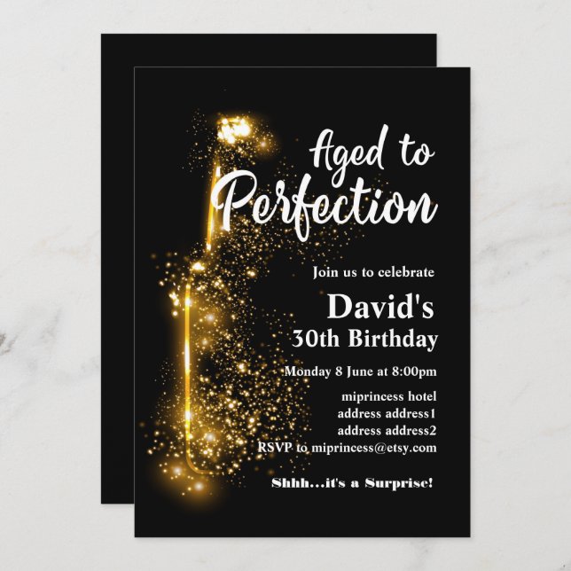 Wine birthday invitation, Aged to Perfection Invitation (Front/Back)