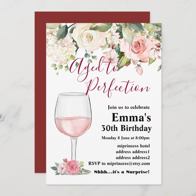 Wine birthday invitation, Aged to Perfection Invitation (Front/Back)